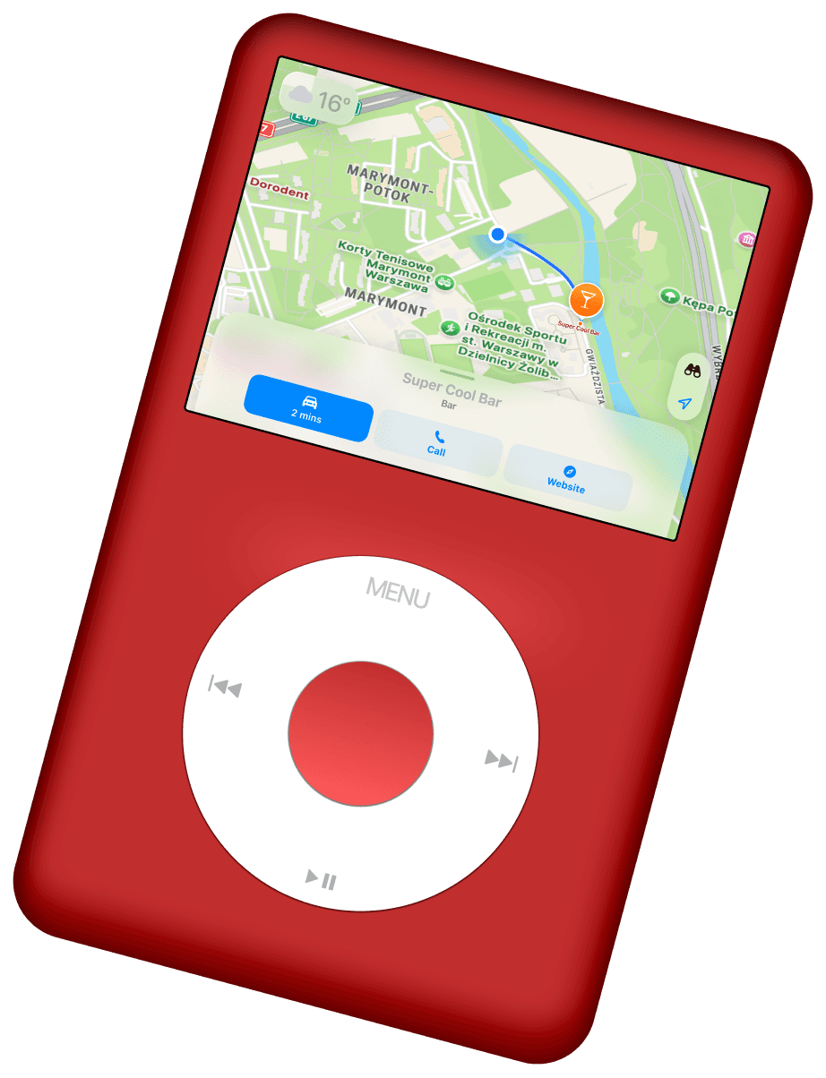 iPod Revive project card showing a device concept render of the reimagined music player with click wheel and modern display