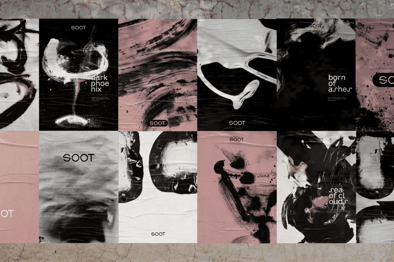 SOOT cocktail bar branding at Manifesto Market Prague
