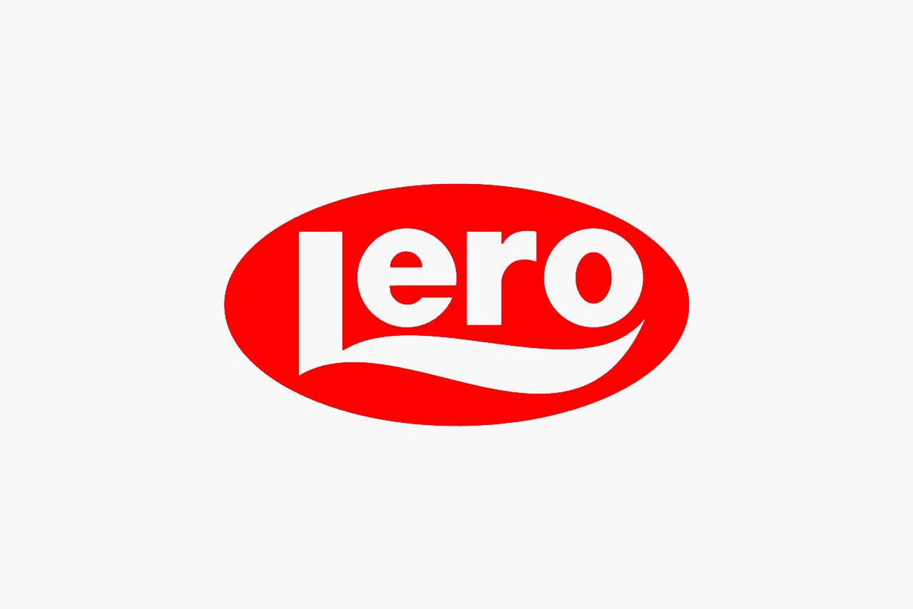 Lero Logo. Red elipse shape with the word Lero inside that has a stylised letter L