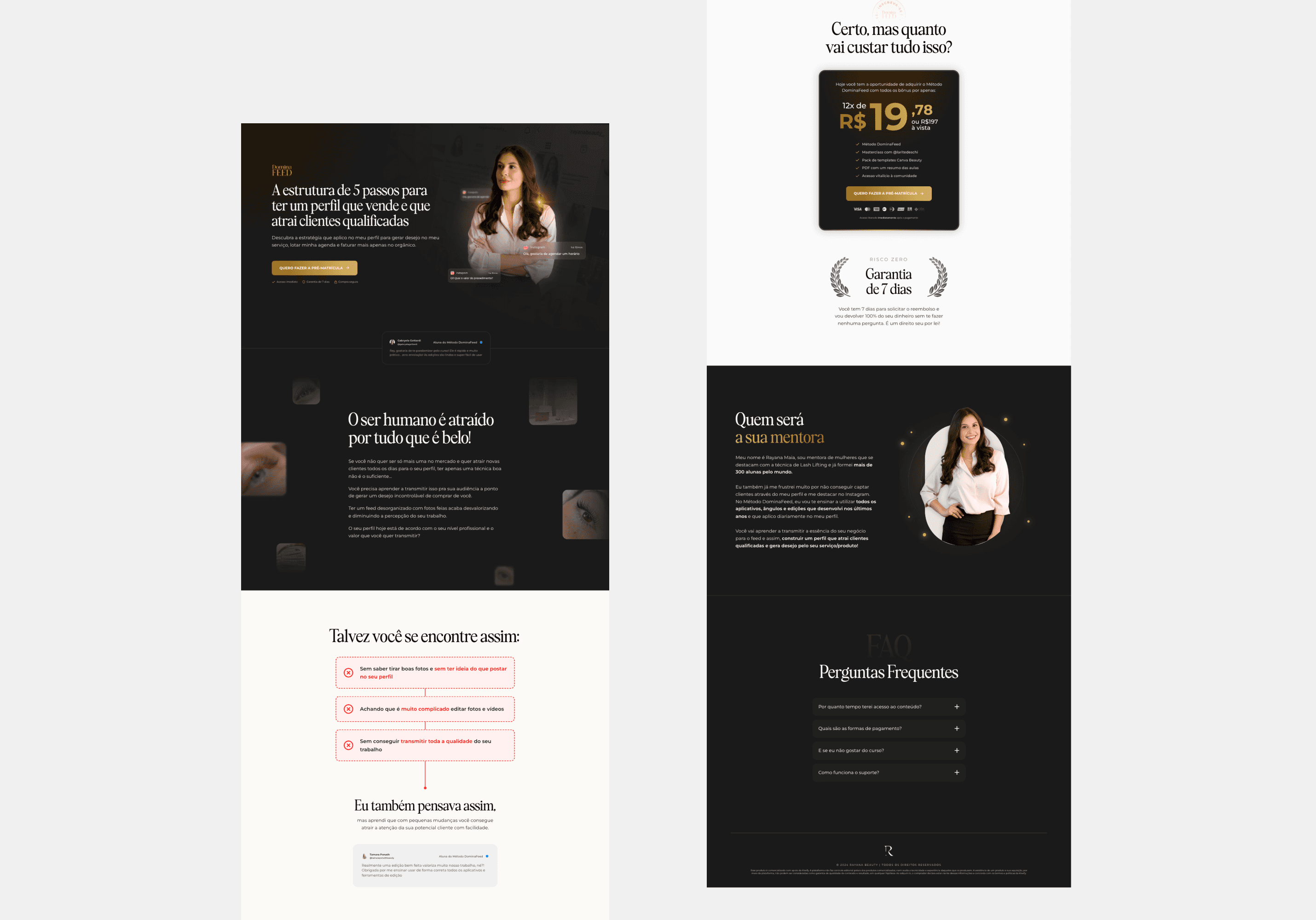 Captura de tela completa da landing page para Rayana Beauty.