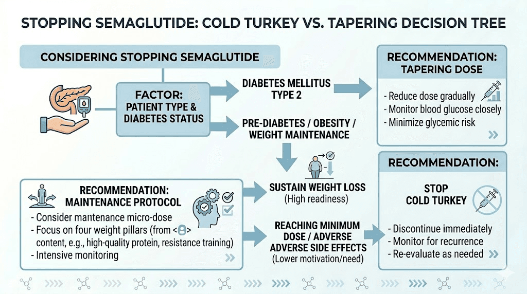 Decision guide for choosing between stopping semaglutide cold turkey or using a tapering protocol
