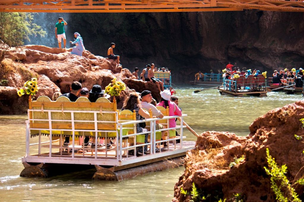 boats at ouzoud waterfall