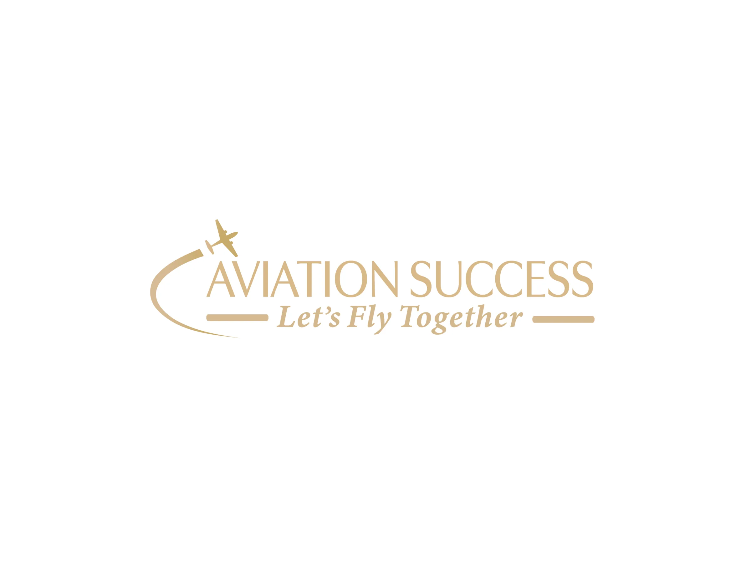 Aviation Success horizontal logo in gold with the tagline “Let’s Fly Together” and an aircraft contrail motif.