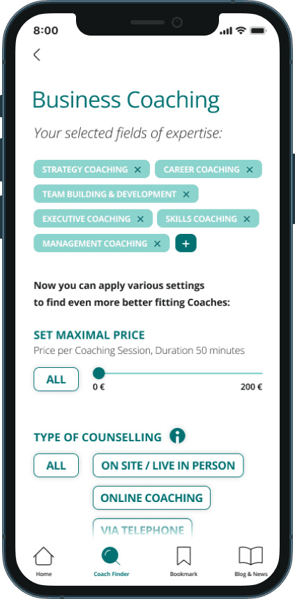 HiFi Prototyp Coachfinder MockUp iPhone