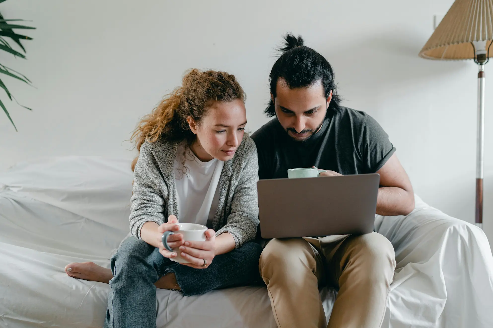 Young couple reviewing mortgage options