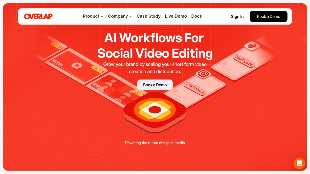 Overlap AI platform showing automated video clipping workflow for turning long-form content into short social clips