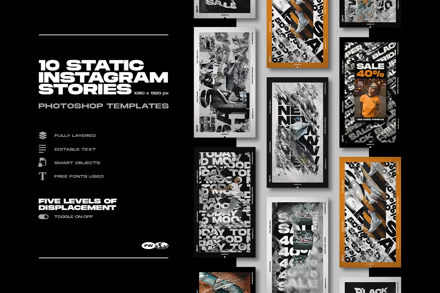 Y2K logotype bundle templates applied to a grey hoodie and black t-shirt for streetwear branding