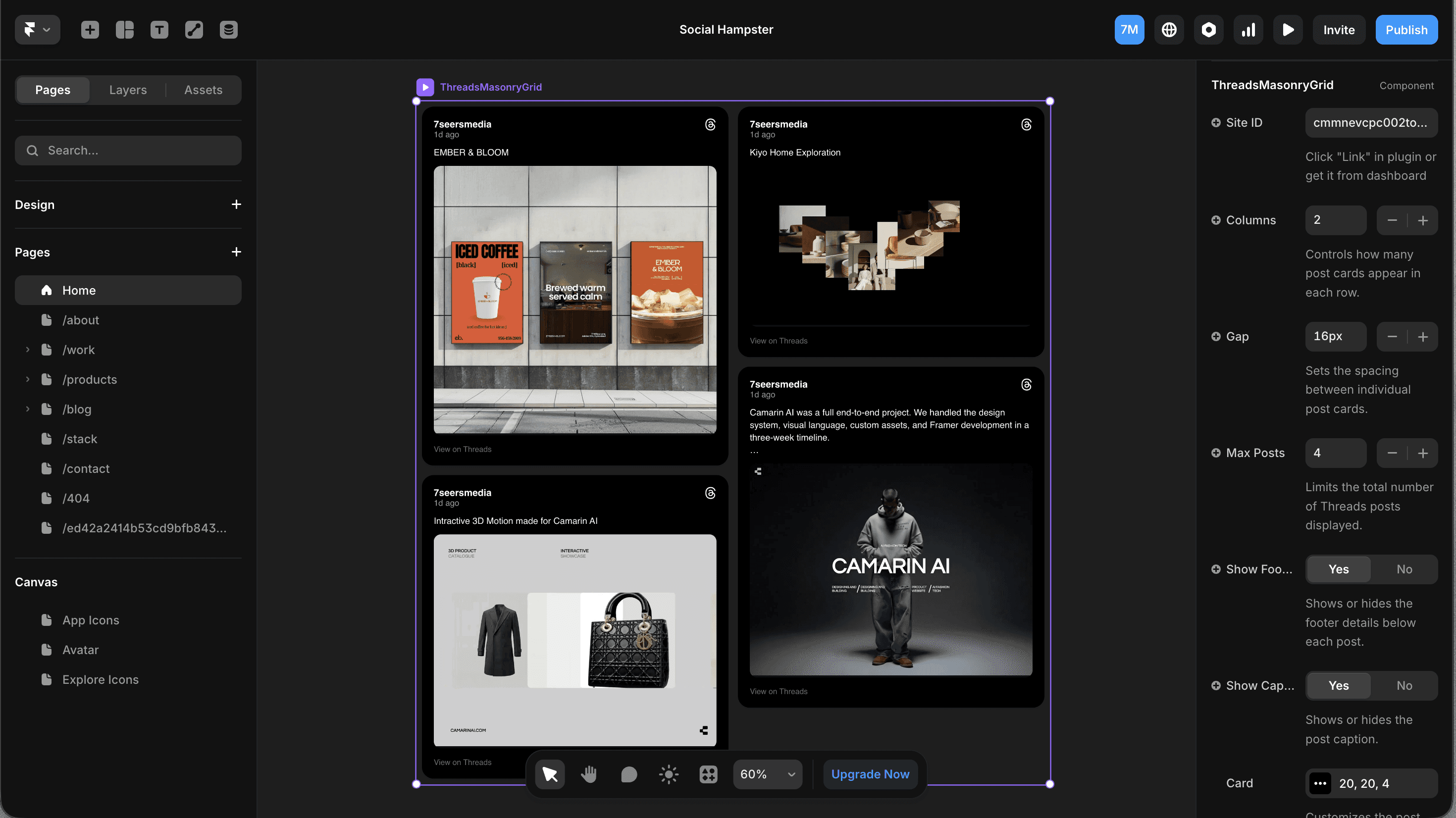 Threads feed by Social Hampster