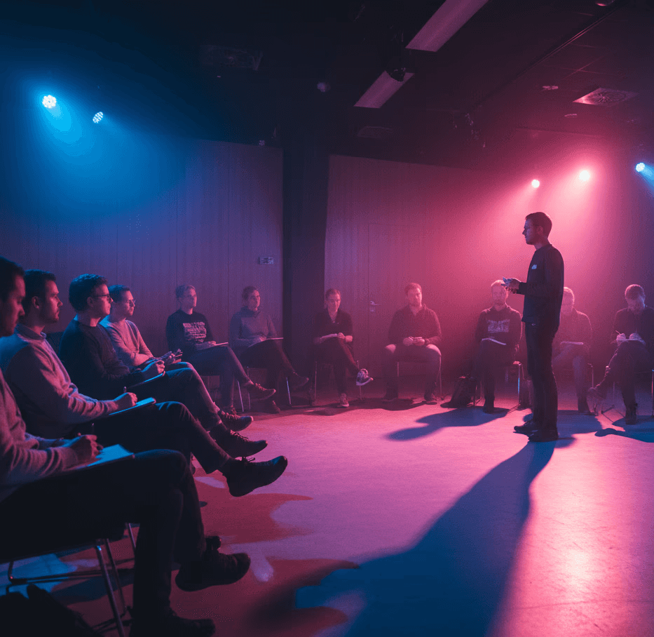A man looks at the stage
