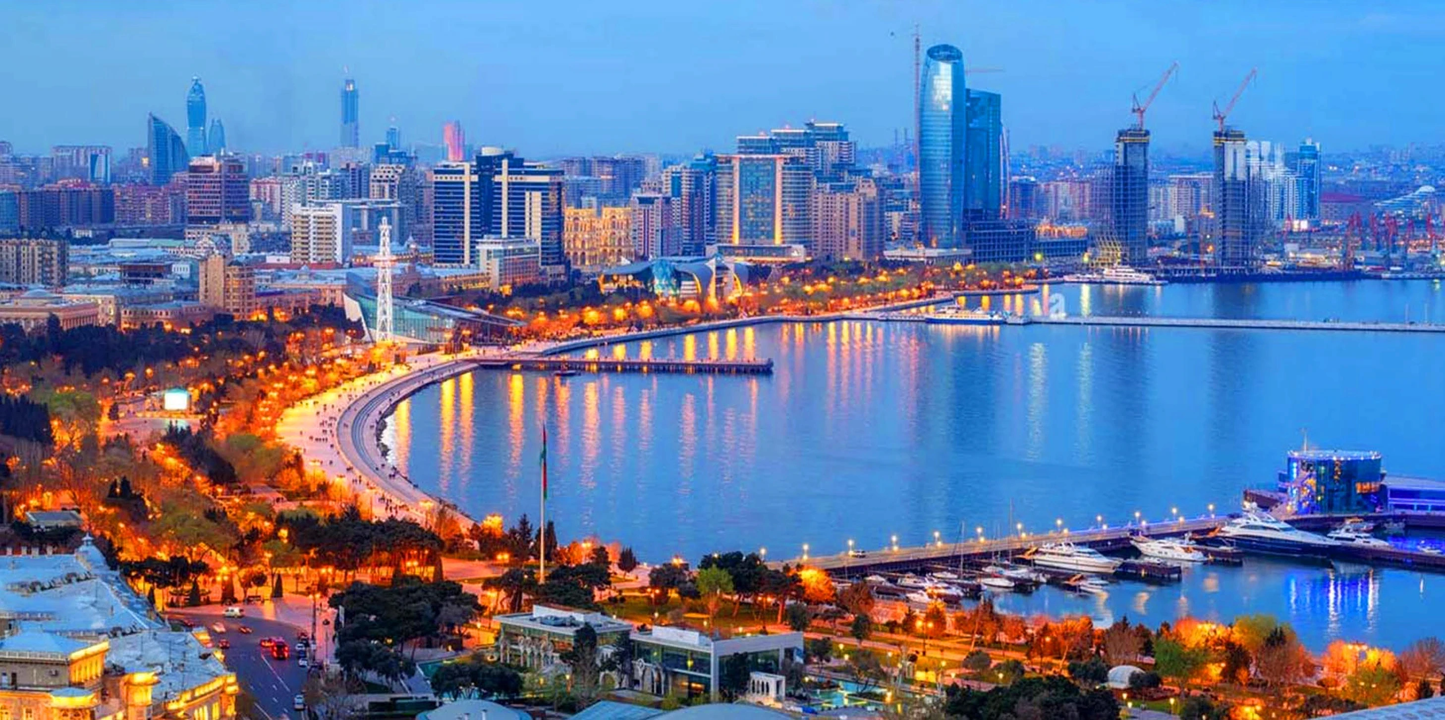 Baku city skyline at night