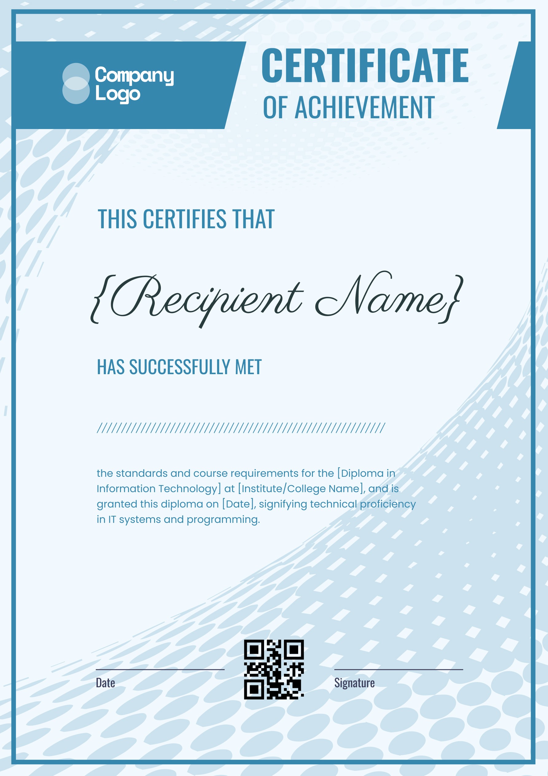 Wauld - Harmonious and formal course completion certificate template