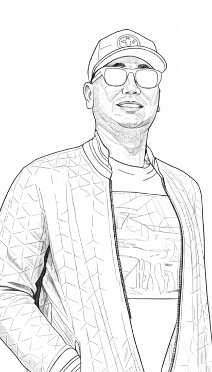 Portrait of a person in a pink sweater against a light background