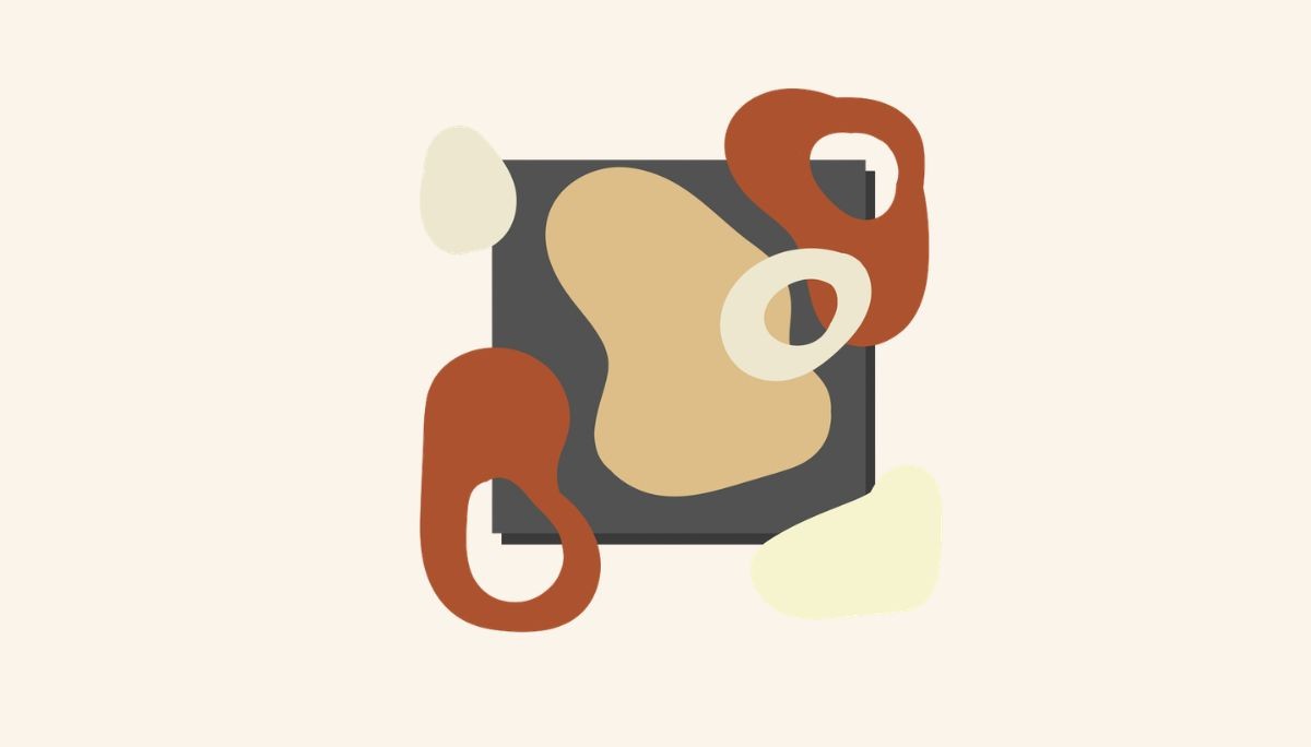 Abstract composition of overlapping organic shapes in neutral tones, used as a hero image for an article on women in tech and industry challenges.