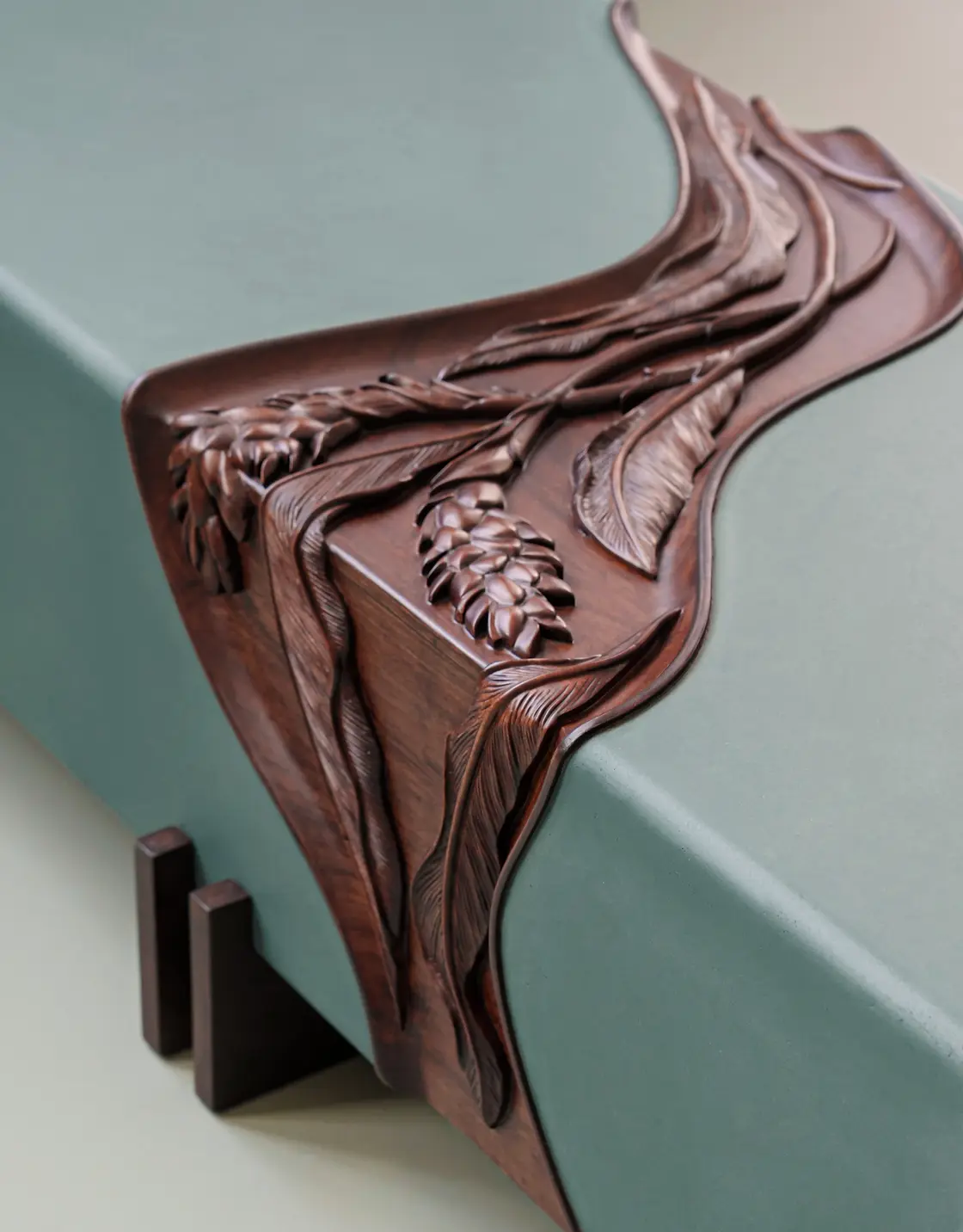 The Conversation Bench - Close up of a the wood carving