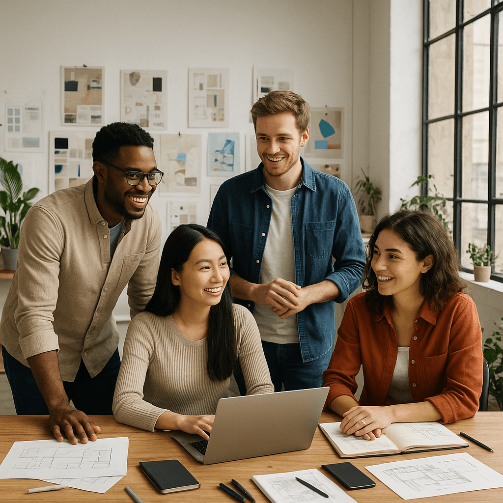 Team collaborating in office