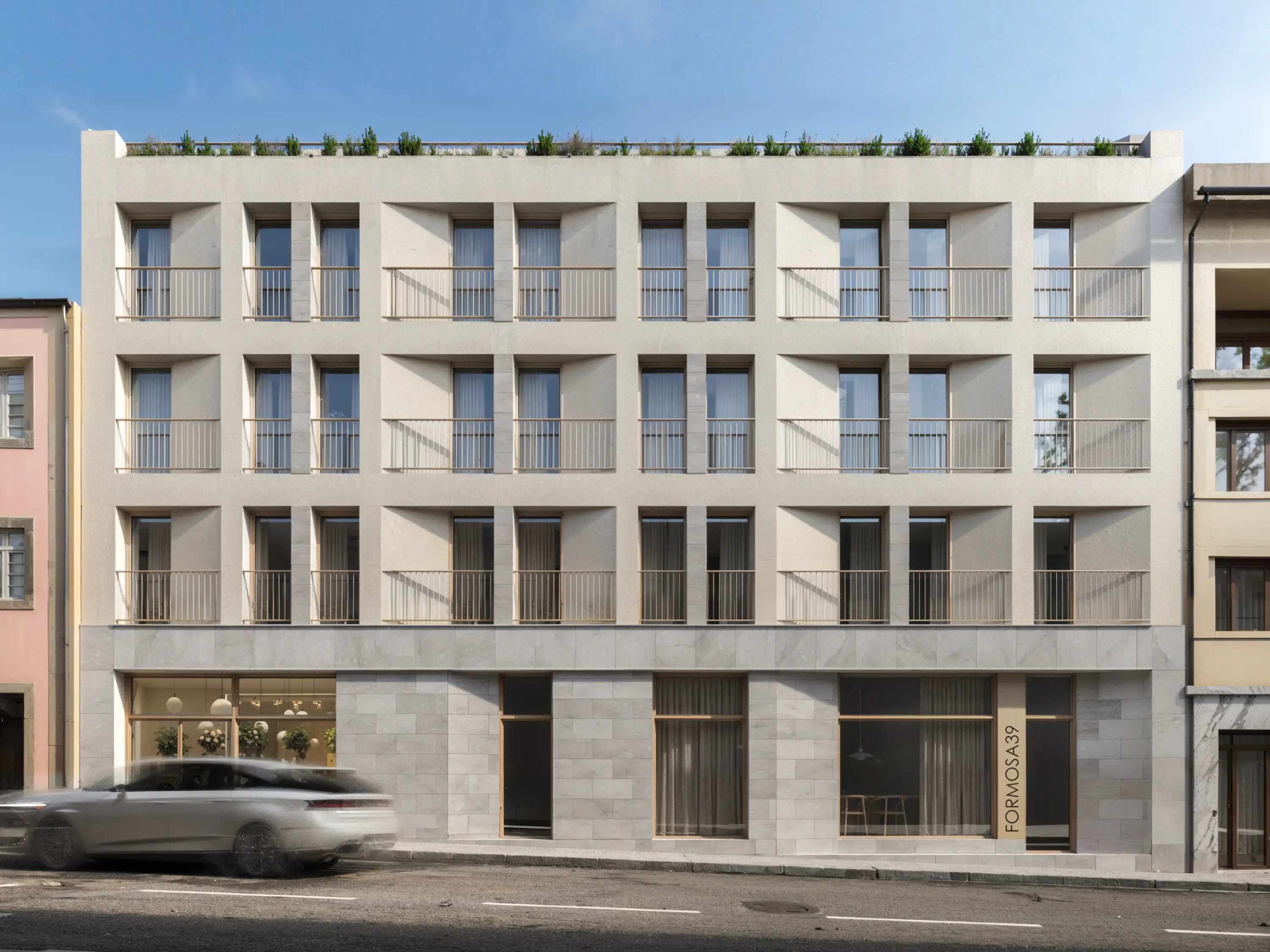 A 3D render of the façade of Formosa 39 project, by Âncora Investments.