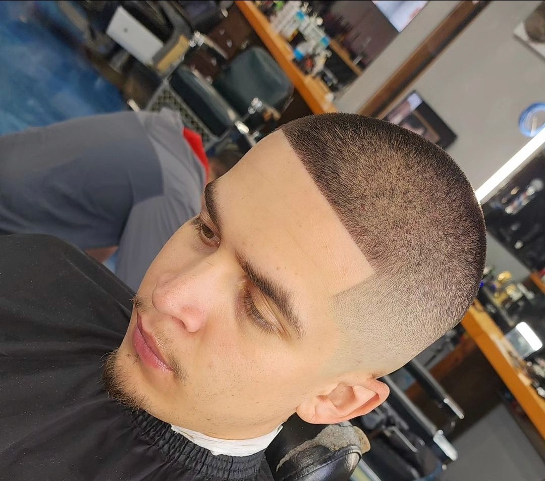 Freshly lined up barbershop haircut