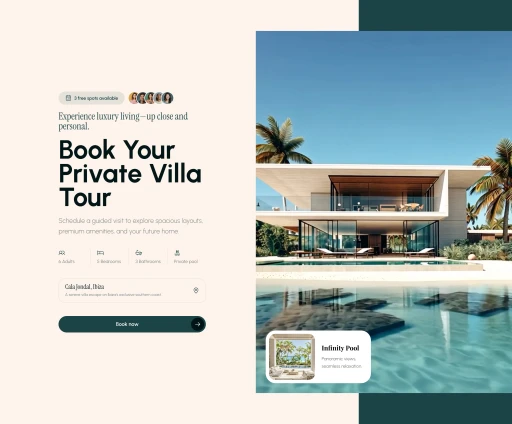 Apartment booking website template for Framer using the Frameblox UI Kit and Plugin.