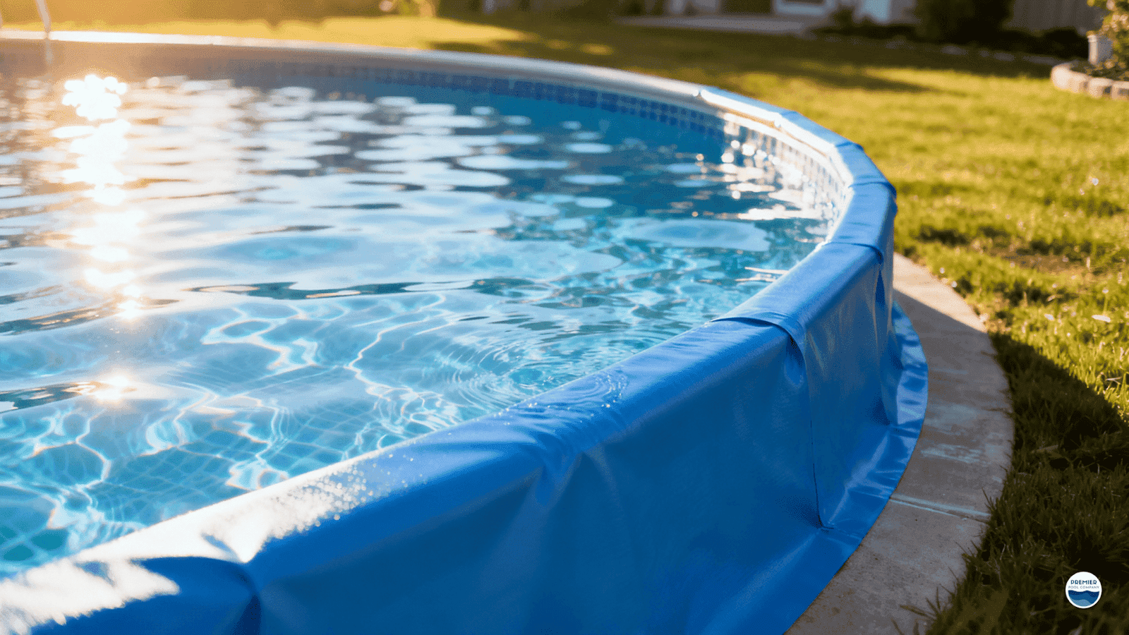 Beautifully maintained vinyl pool with crystal-clear water, showing the results of proper vinyl pool liner care.