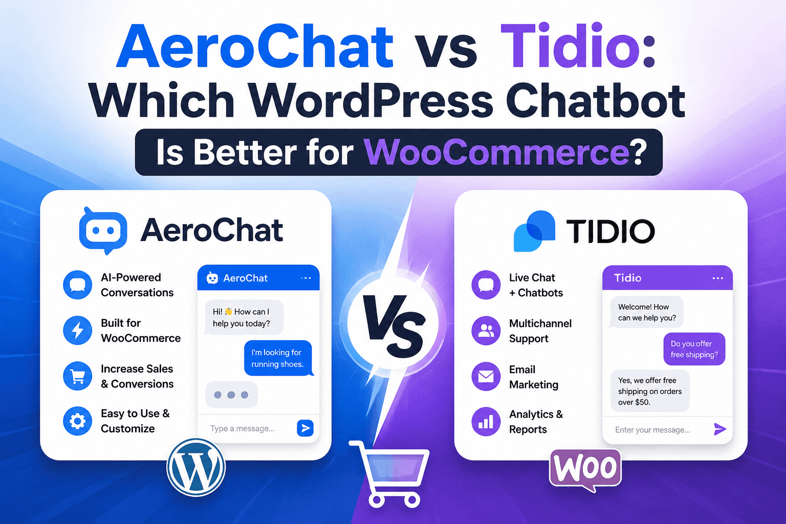 AeroChat WooCommerce Chatbot vs Tidio for WordPress