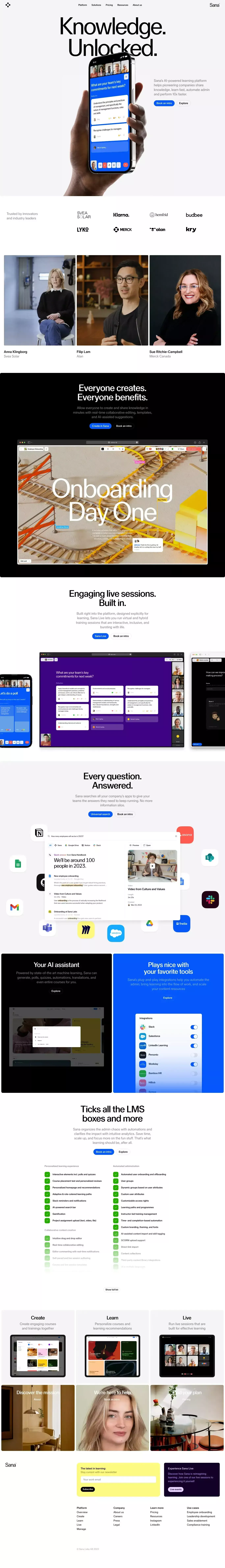 Personalized, collaborative learning landing page screenshot showcasing Tech and Education design