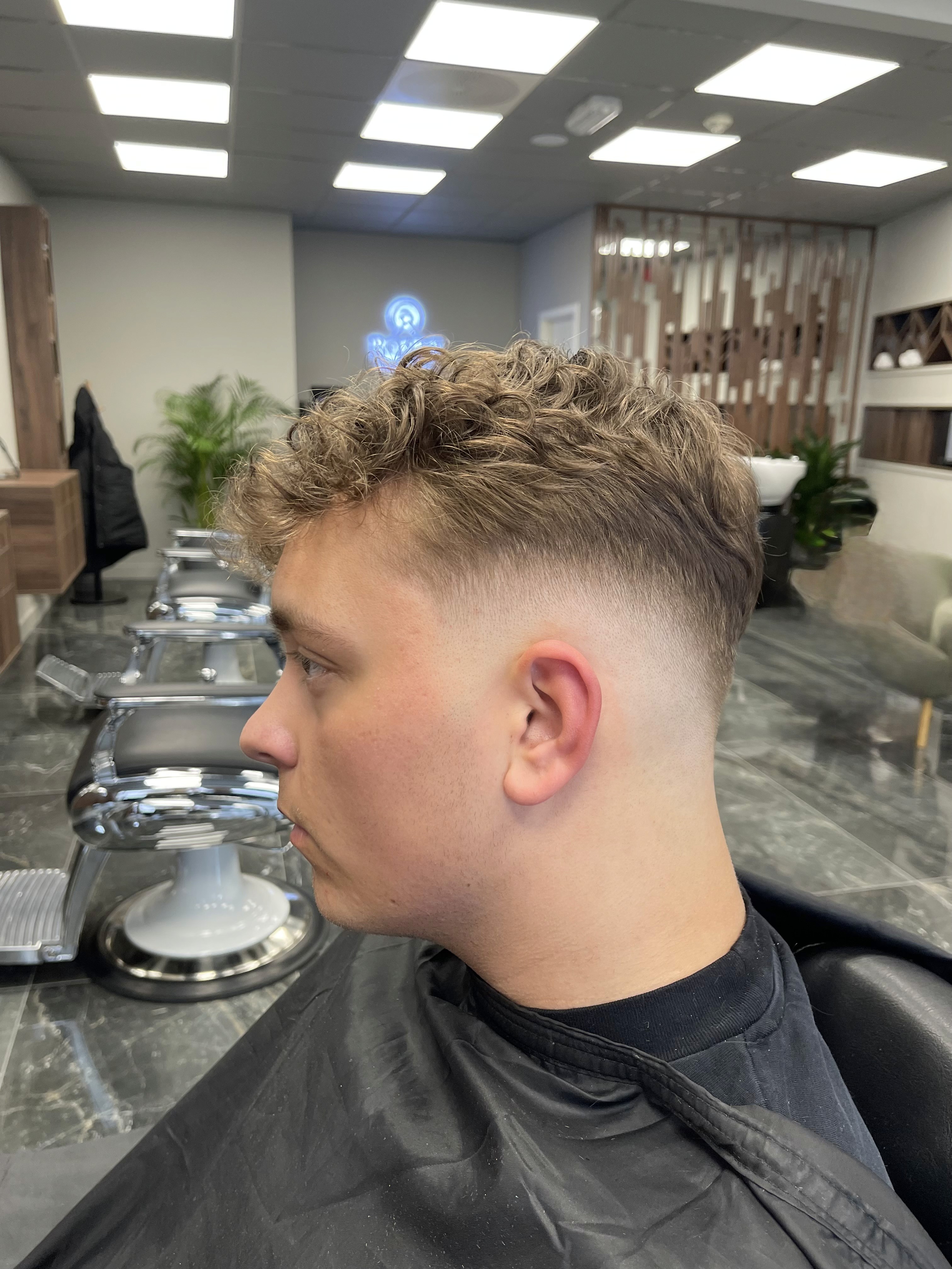 Modern salon interior with marble tiles
