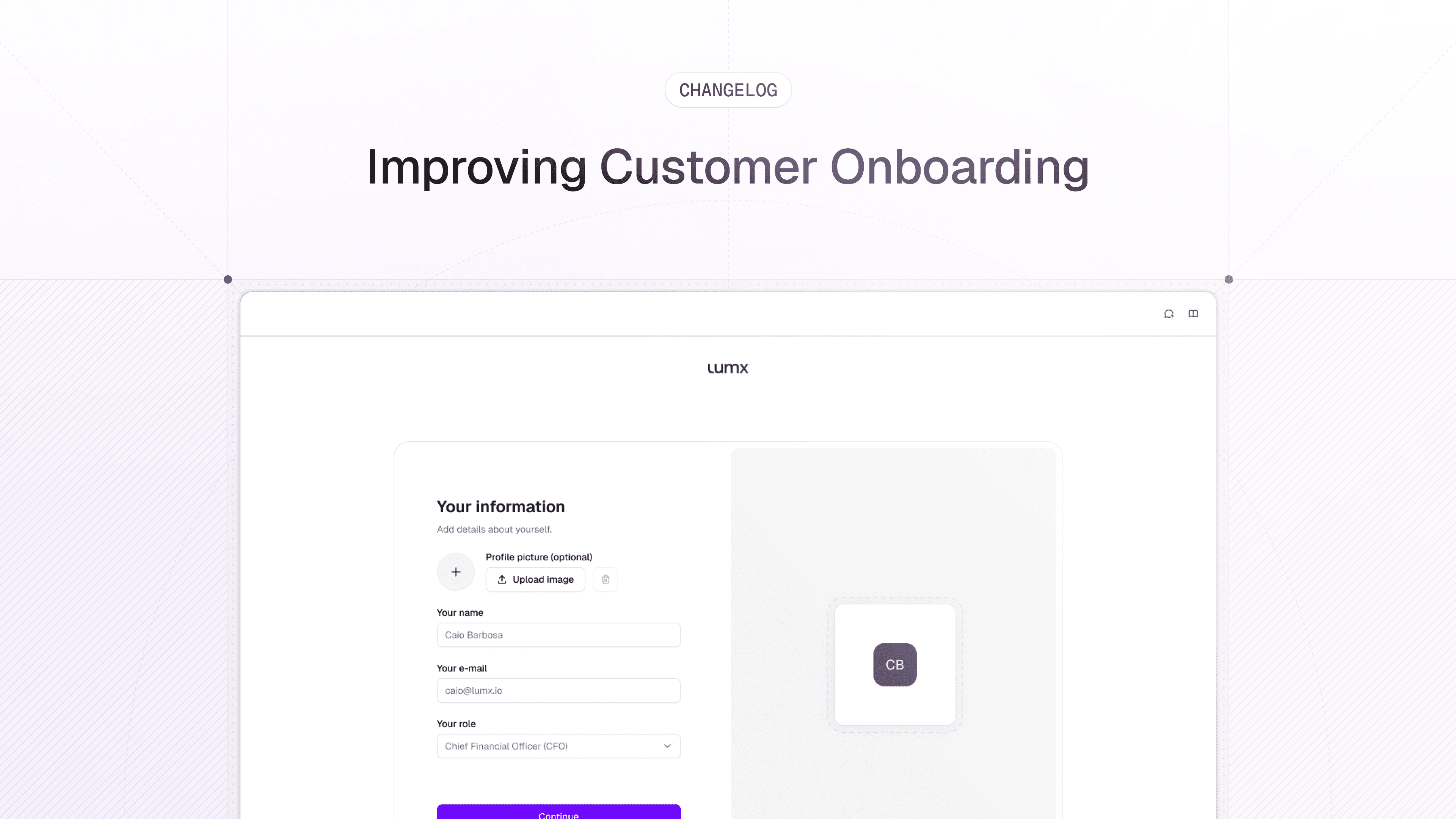 Abstract changelog cover for improving customer onboarding