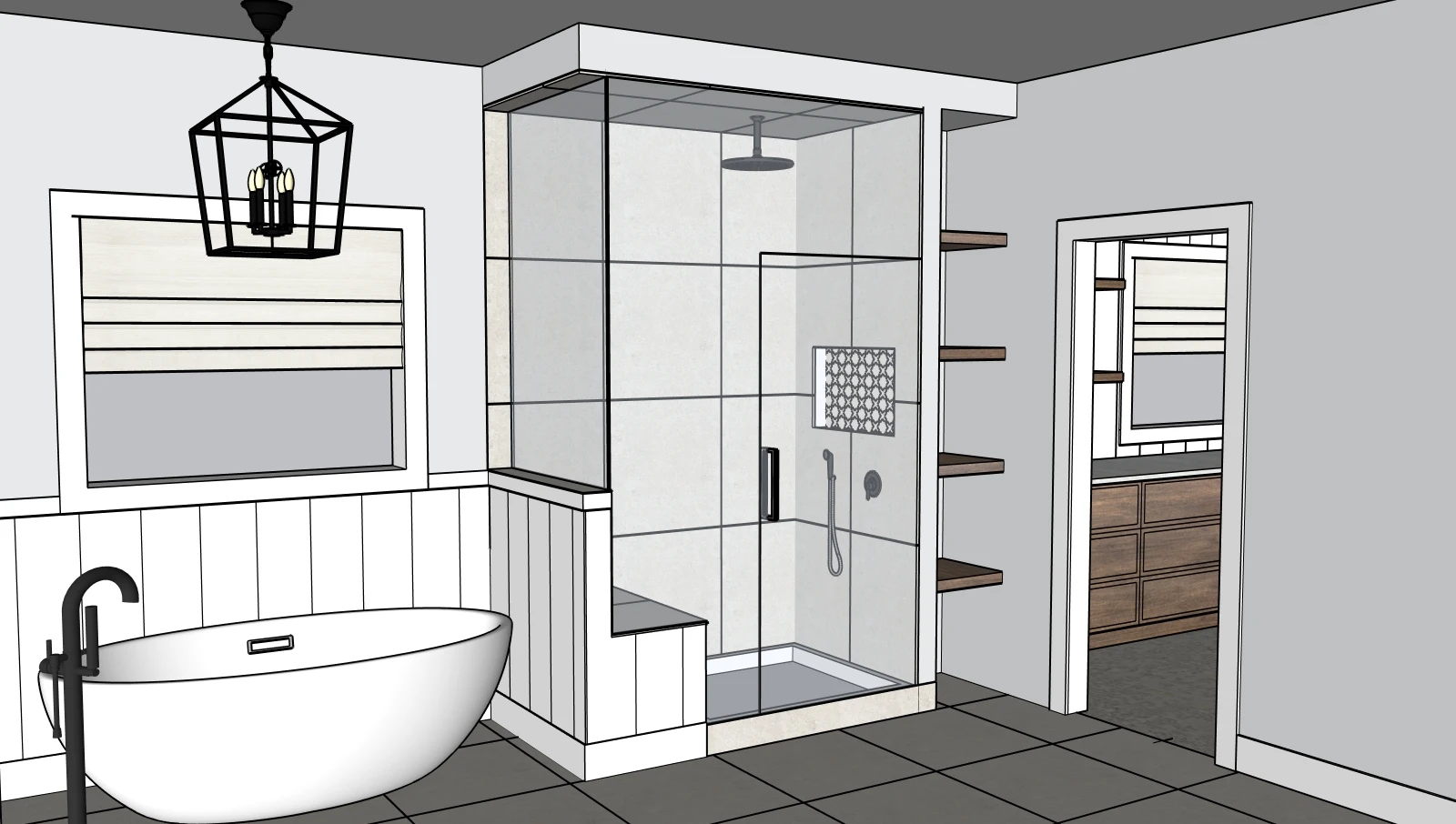 Conceptual design project featuring warm natural materials and calm layered styling by Mint Interior Design.