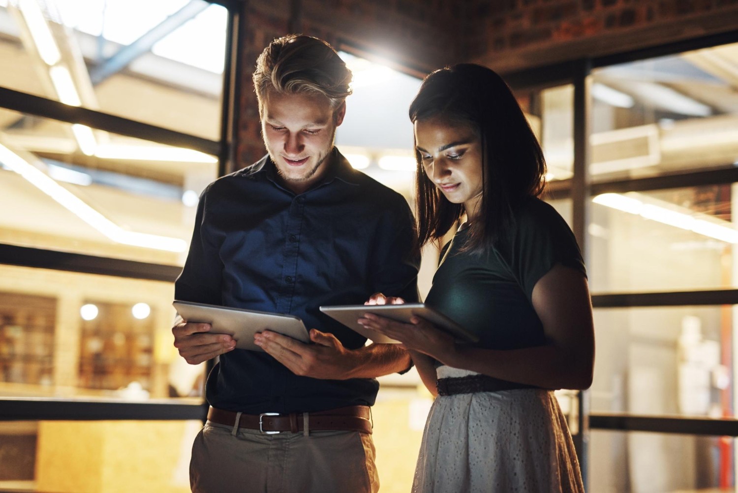 Person using an AI interface combining human decision-making with automation.