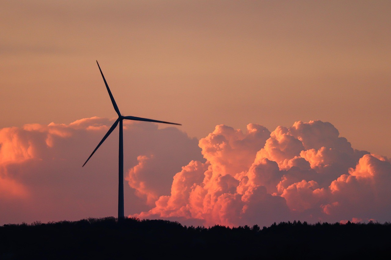 sunset wind turbine