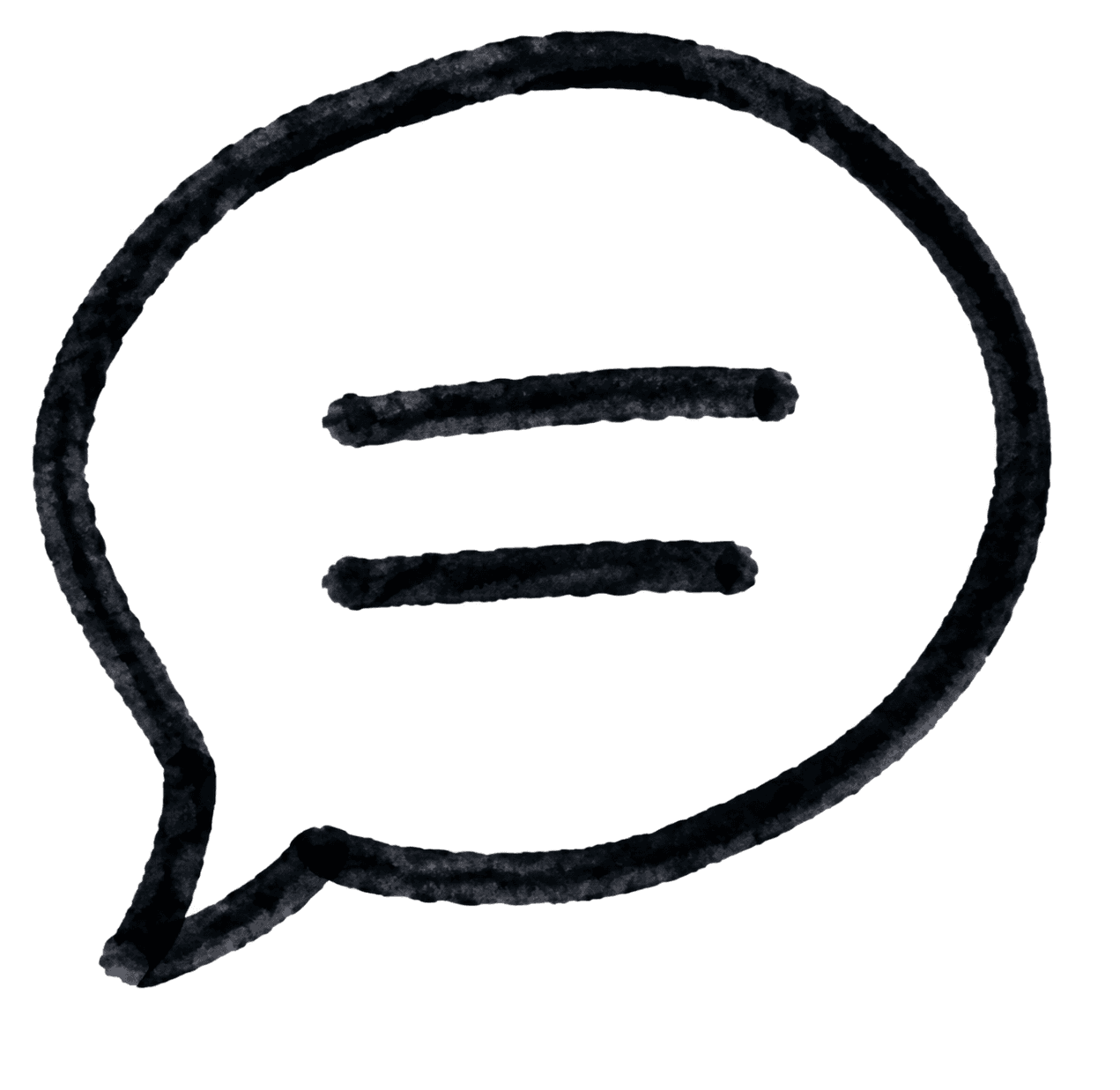 Handritad symbol för Klartext: en pratbubbla