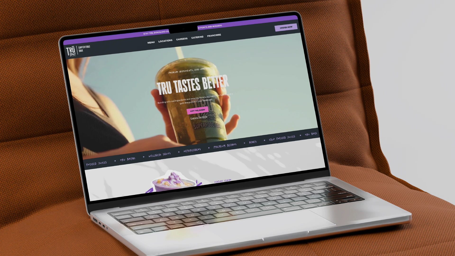 A beautiful website for a franchise smoothie bar
