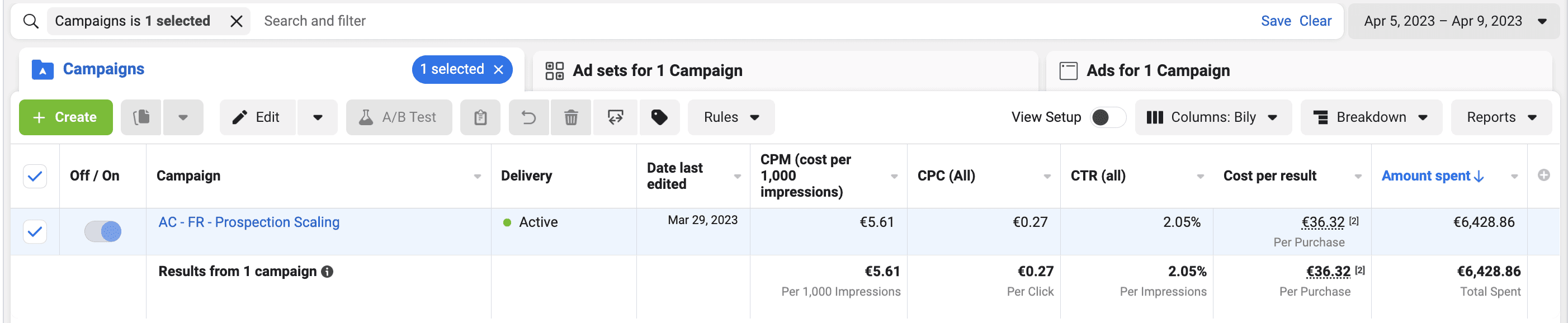 Odass Paris prospecting campaign before Bily.