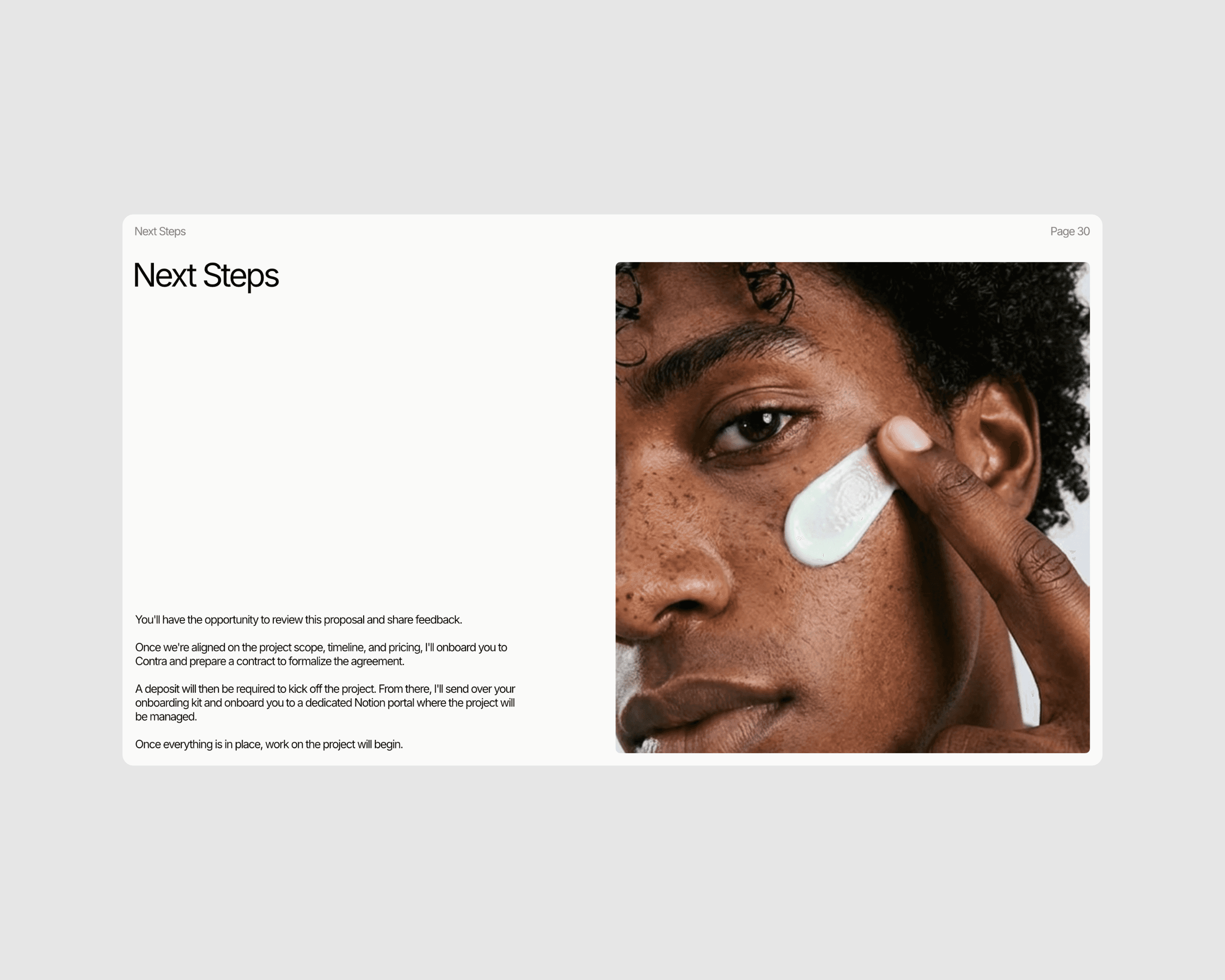 A slide from a project proposal presentation. The presentation features a simple, minimalist design.