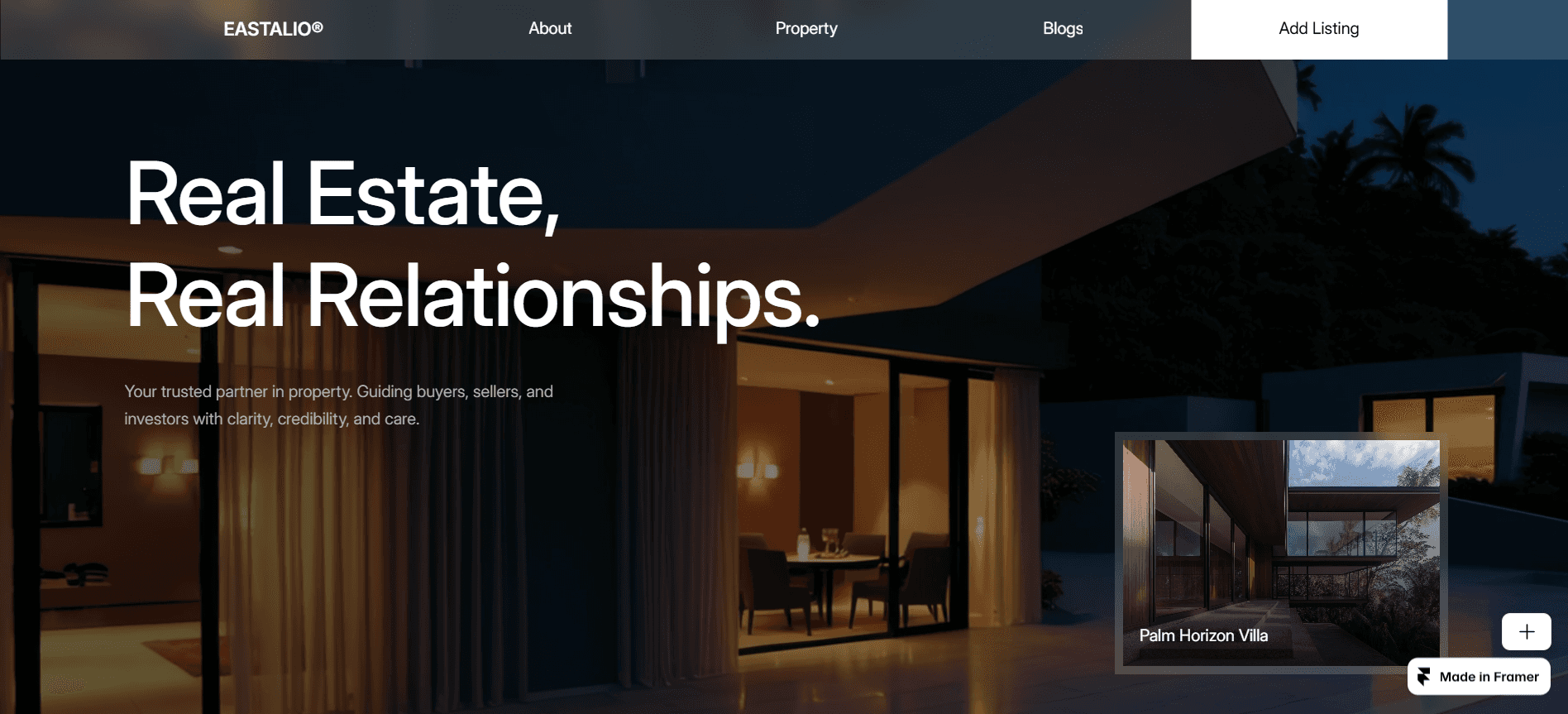 Eastalio real estate website template homepage