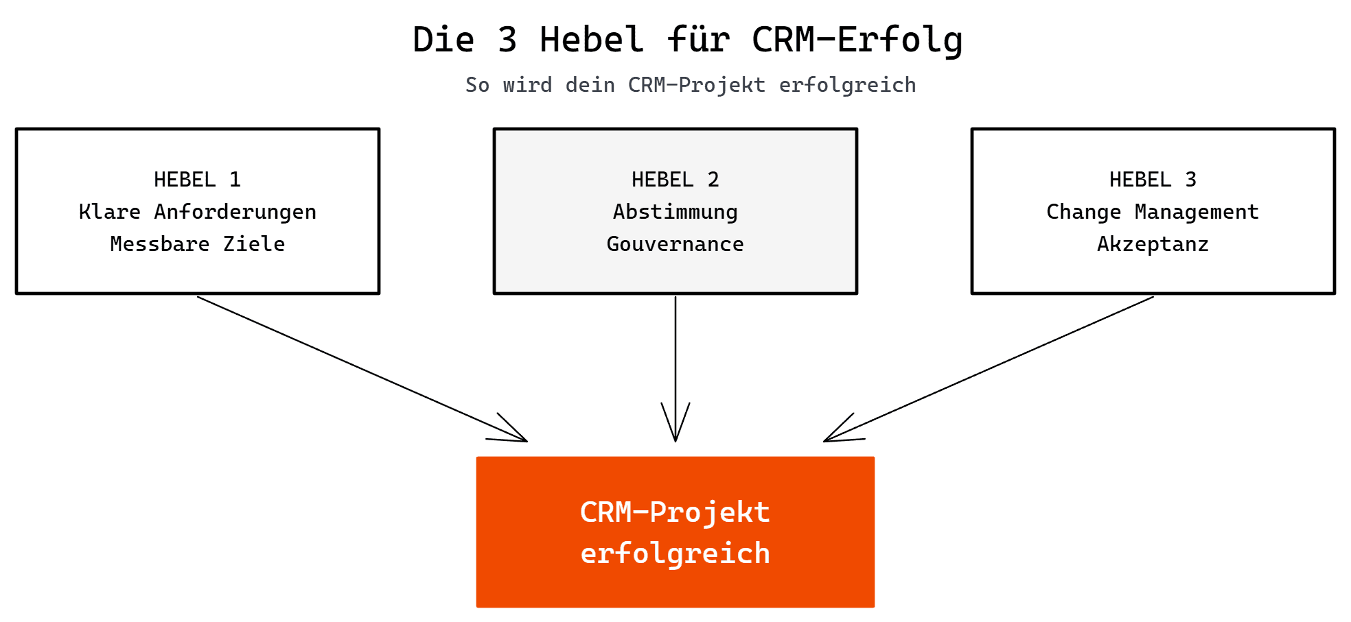 Schaubild: Erfolgshebel bei CRM-Implementierung