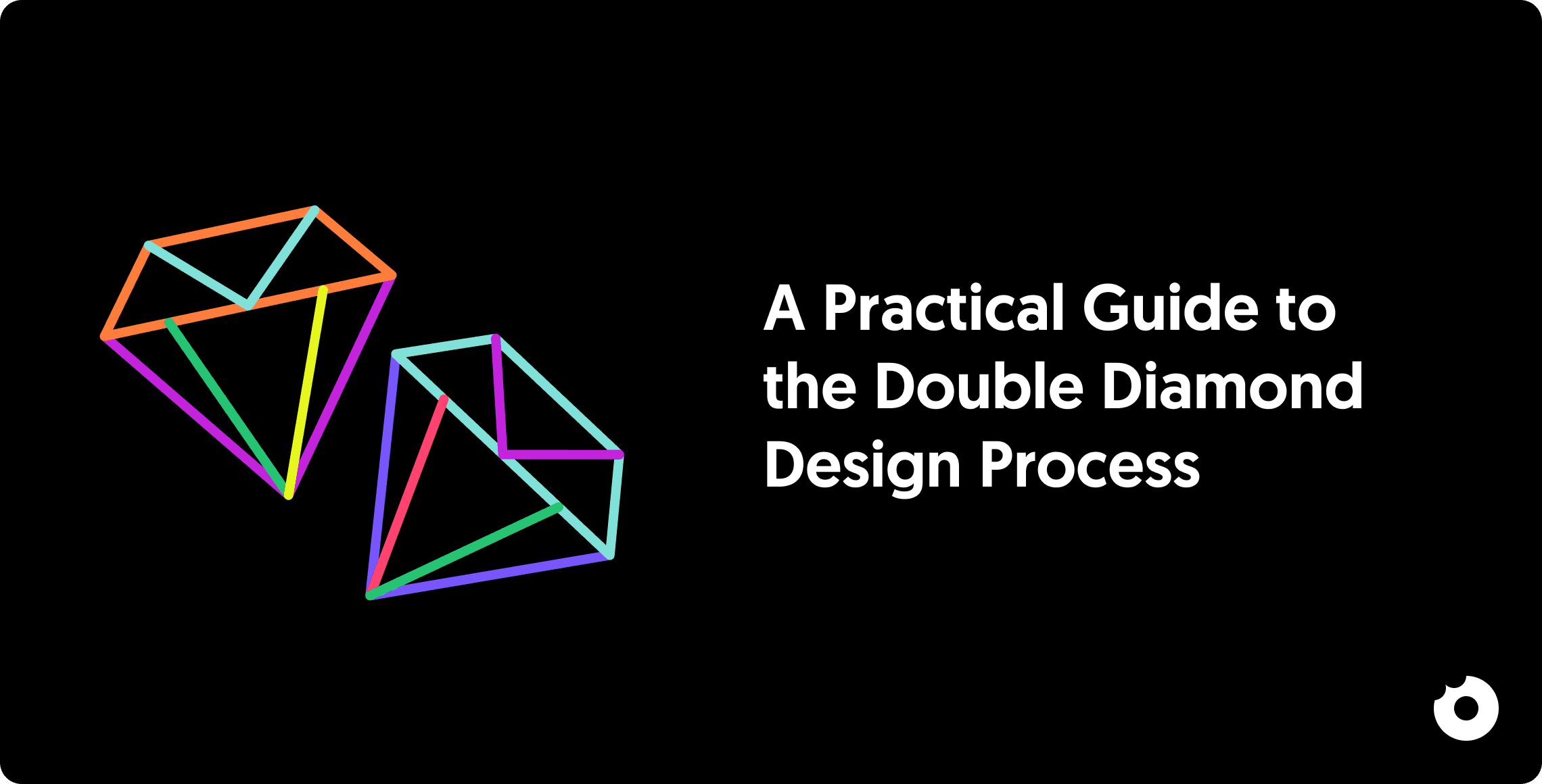 Title slide for a practical guide to the Double Diamond design process with abstract diamond illustrations