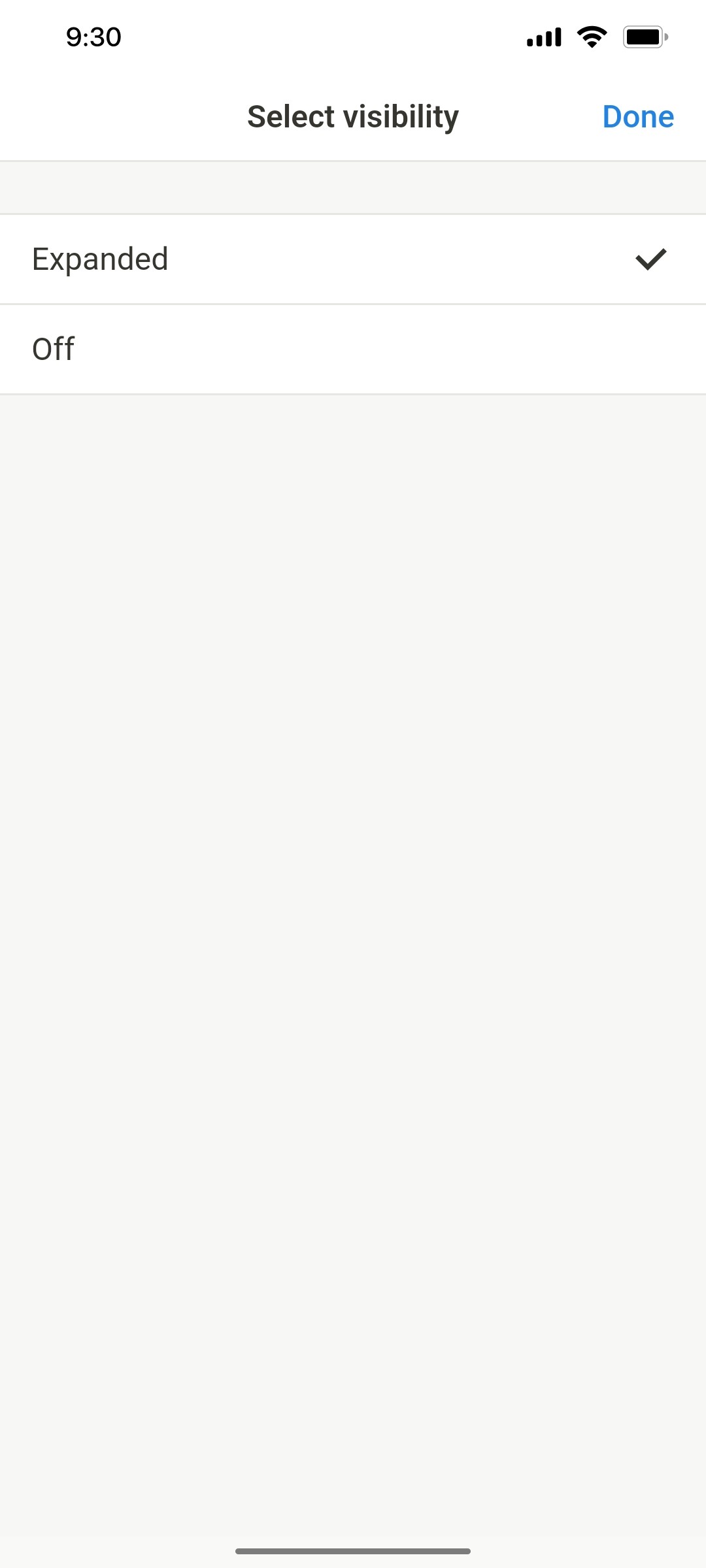 Notion App Select visibility Screen