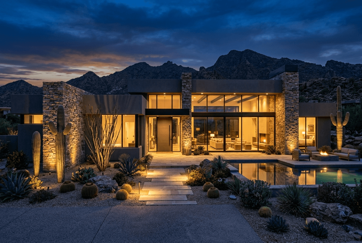 Roofer setting clay barrel tile on a desert home
