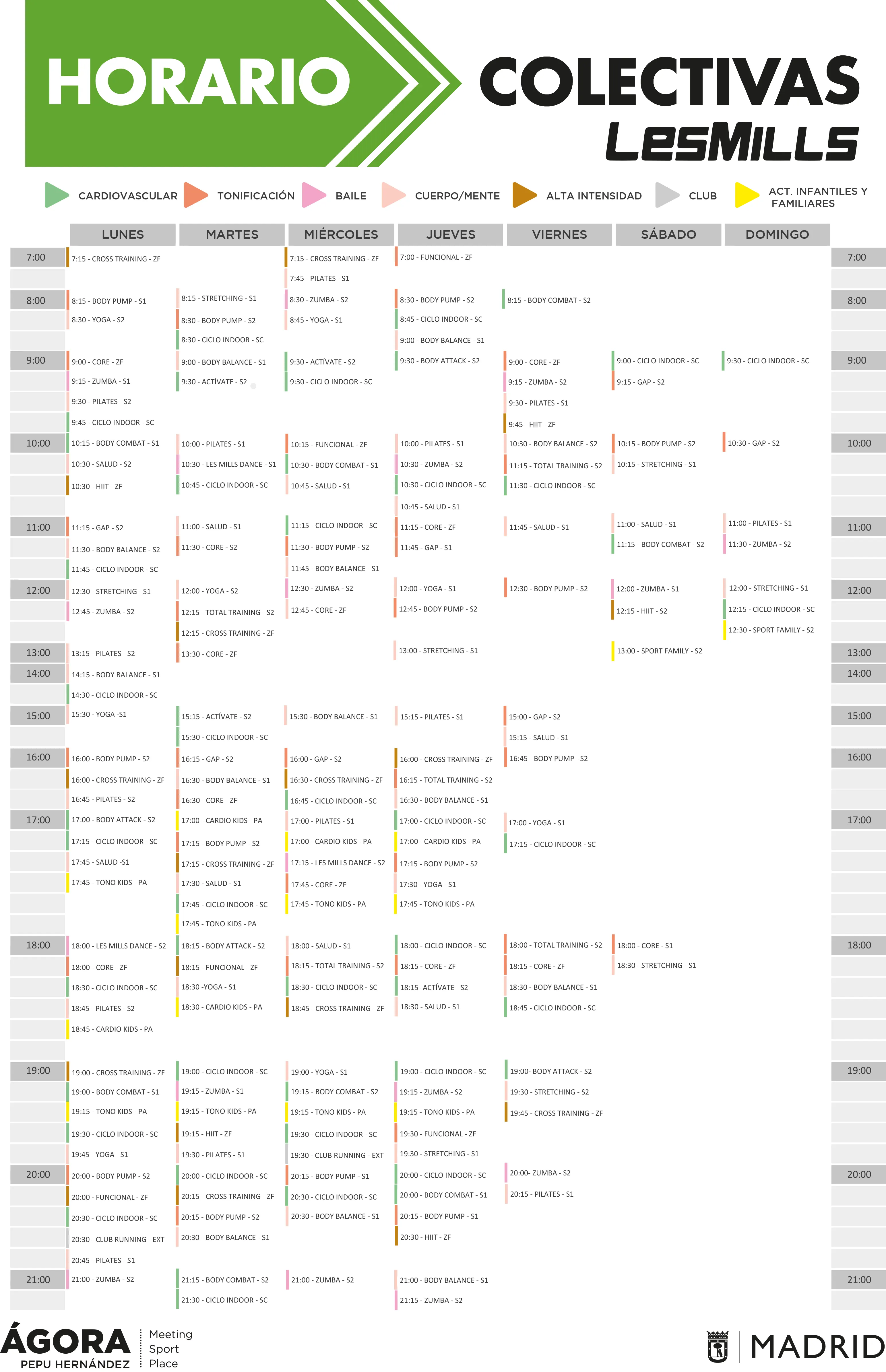 horario de actividades de ágora pepu hernández