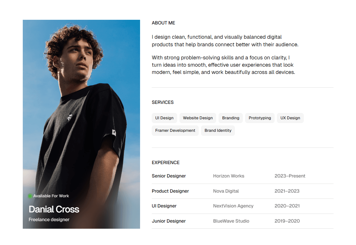 Framer Resume Component