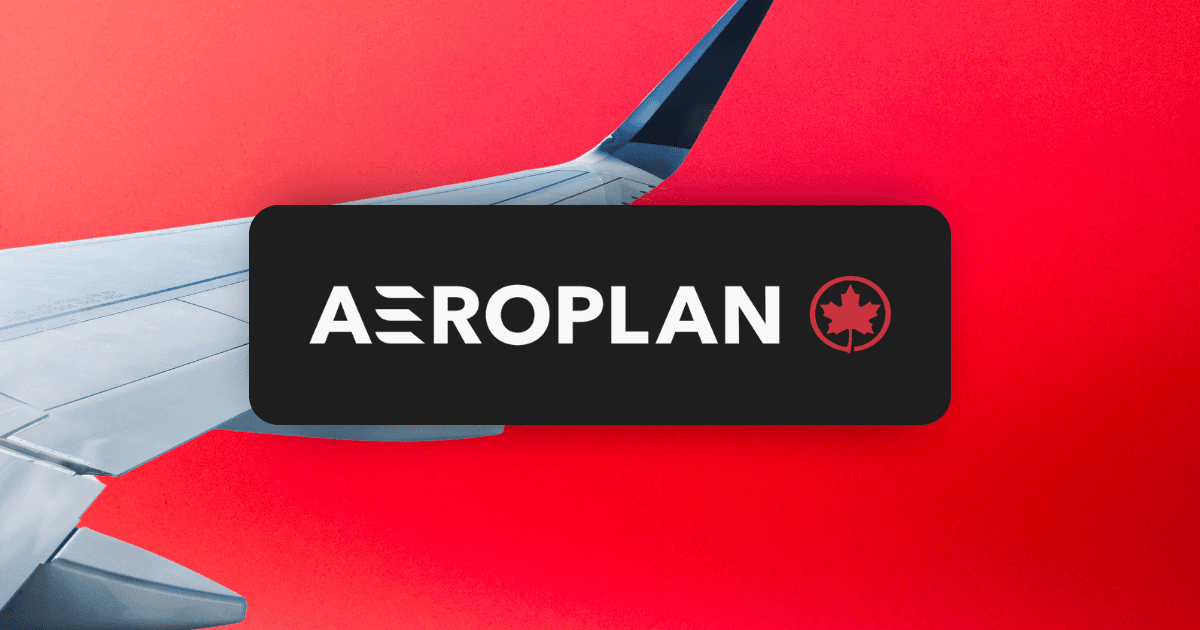 'Aeroplan' on top of a plane wing and red background