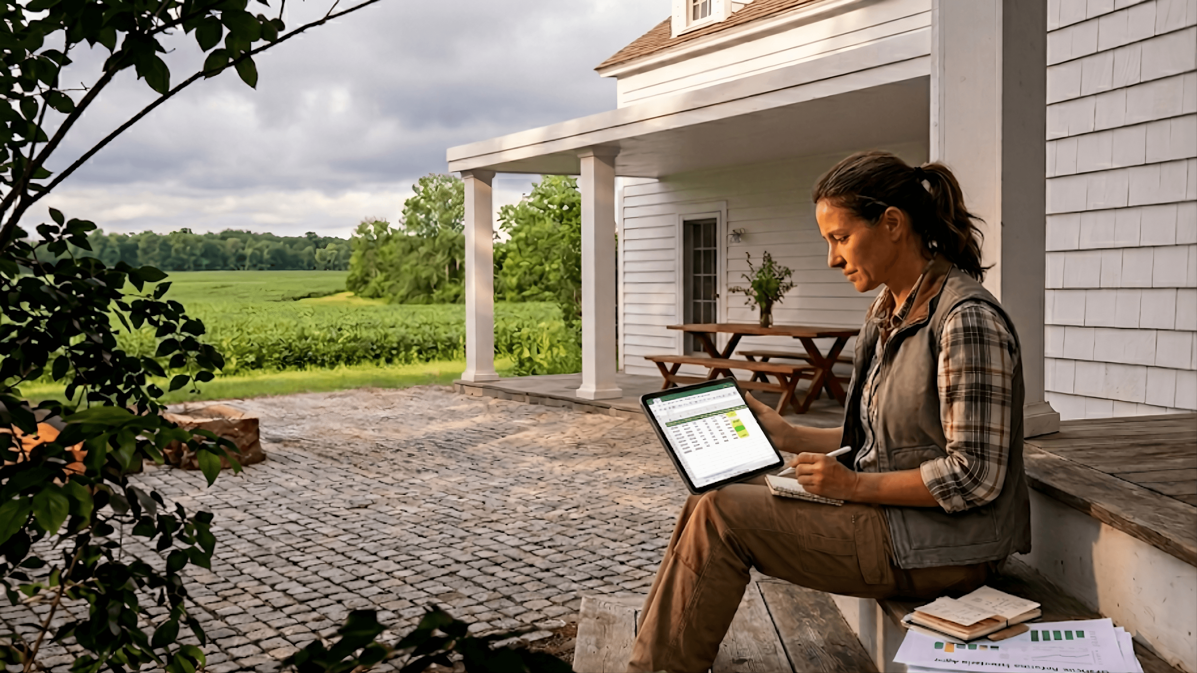 Produtora rural analisando os créditos IBS e CBS sobre a venda de soja.