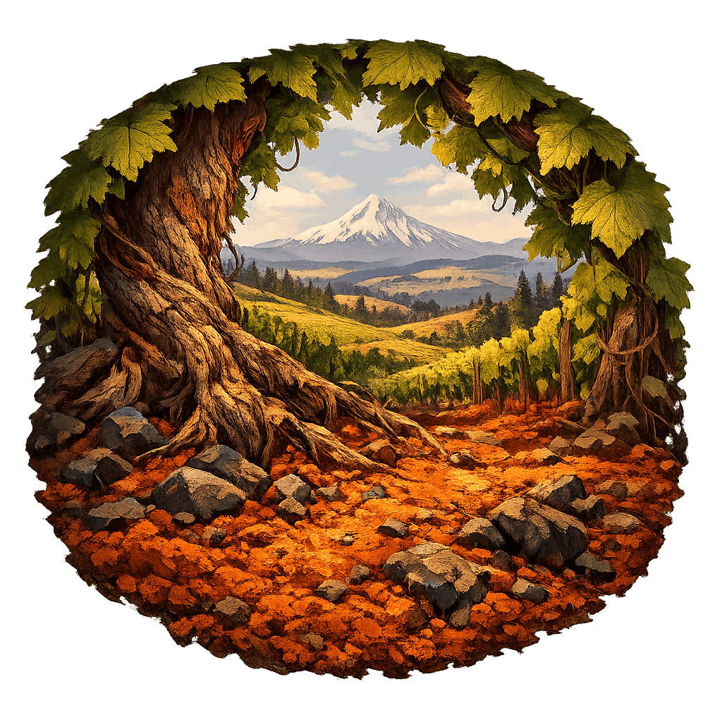 Detailed graphic of the Dundee Hills wine region.