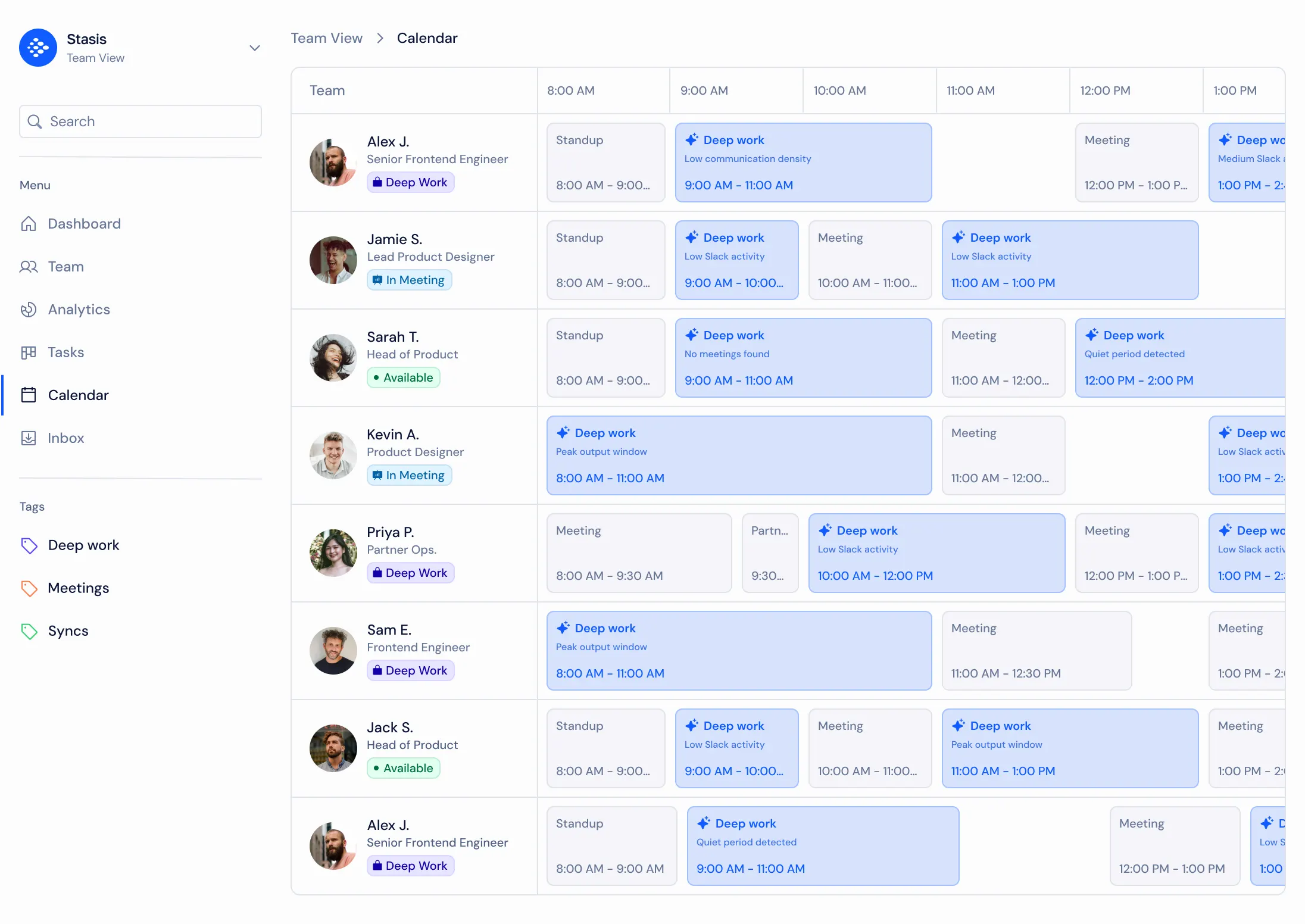 Picture of the Stasis dashboard.