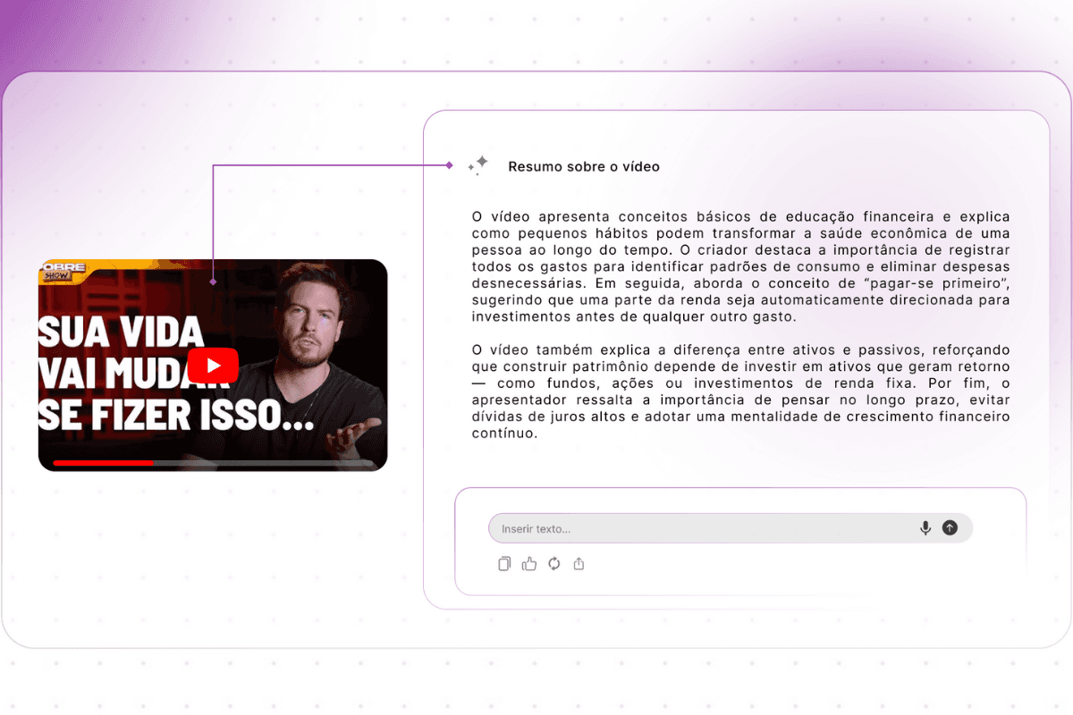 Resuma vídeos do youtube ou documentos em um clique