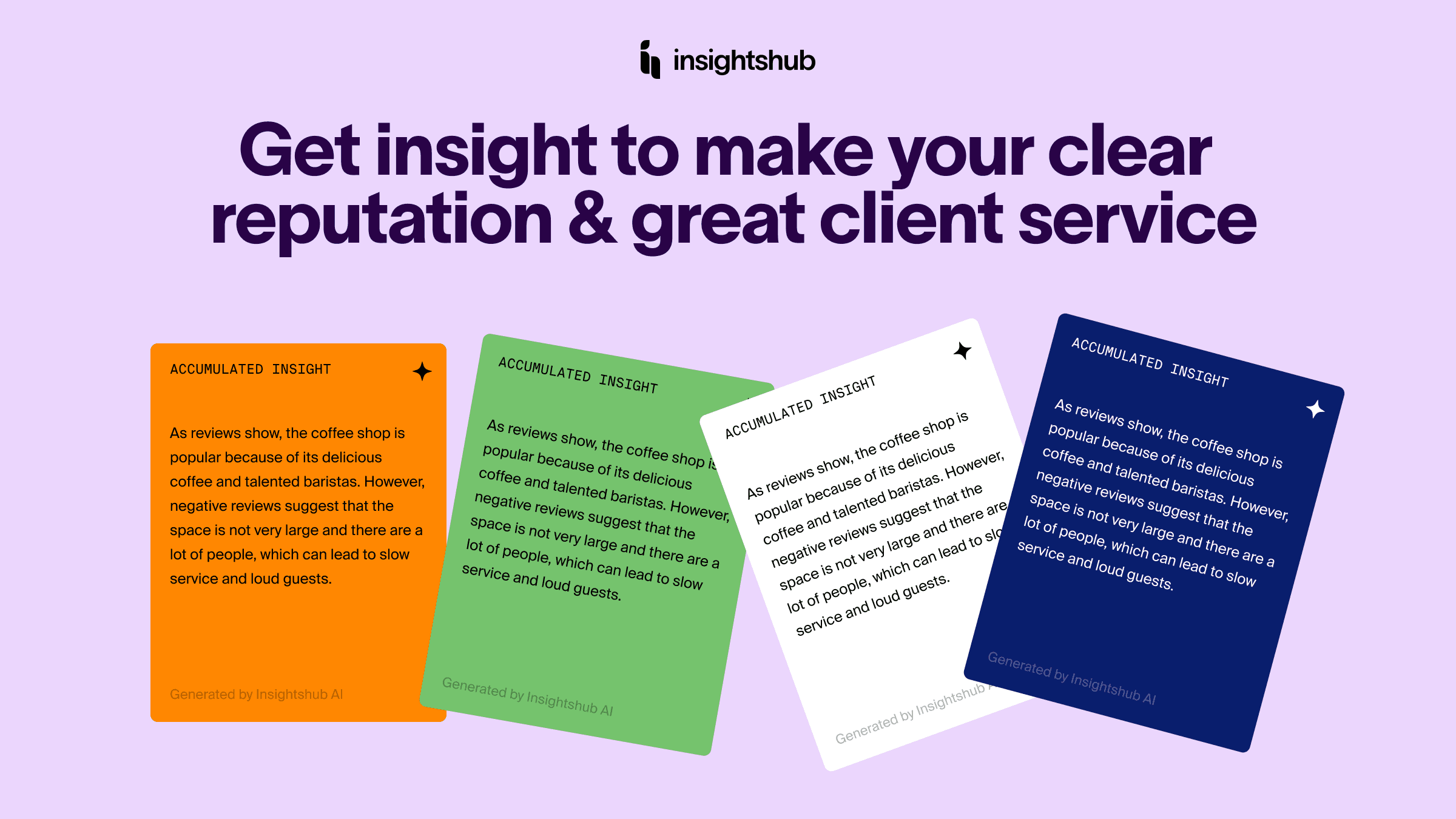 A banner with cards touting the power of AI when working with data from marketing tool Insightshub