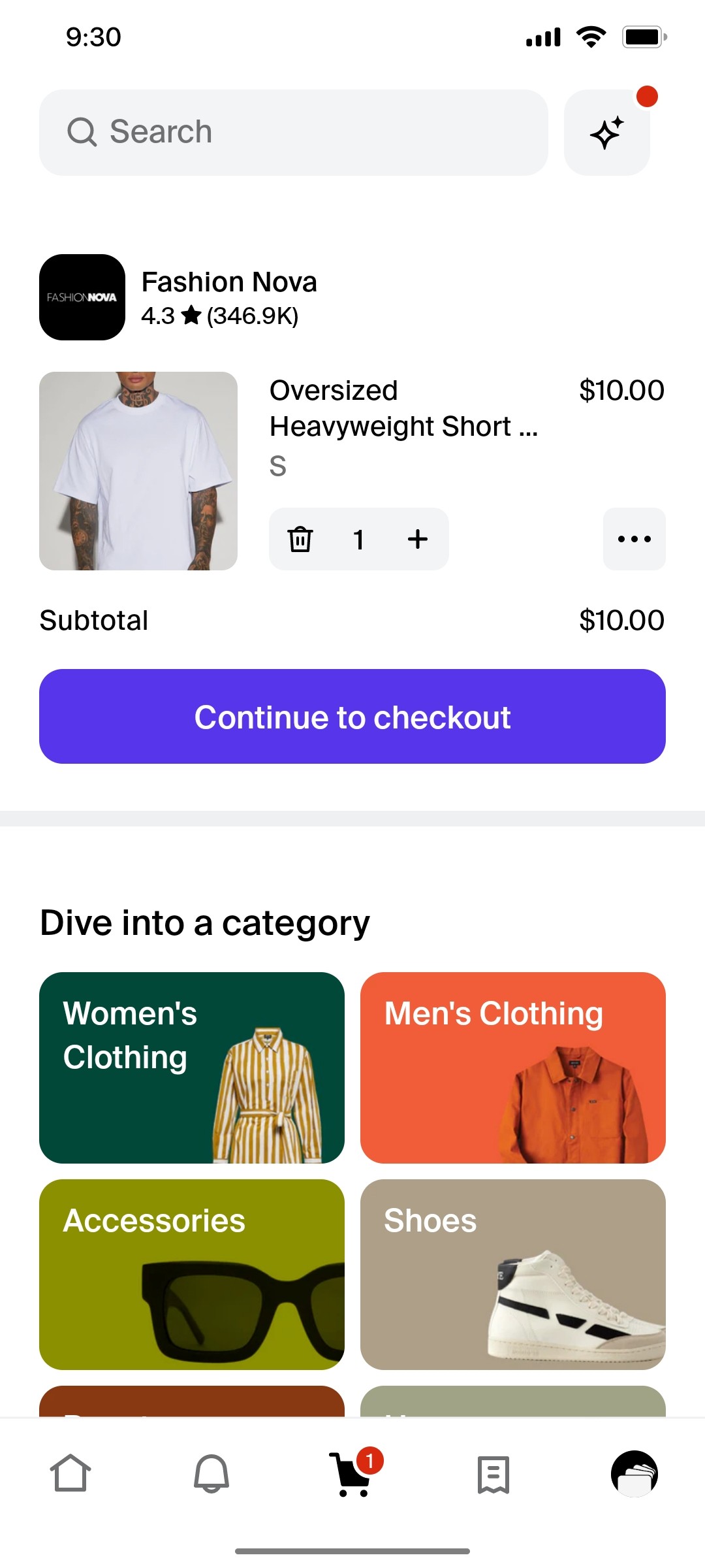 Shop App Continue to checkout Screen