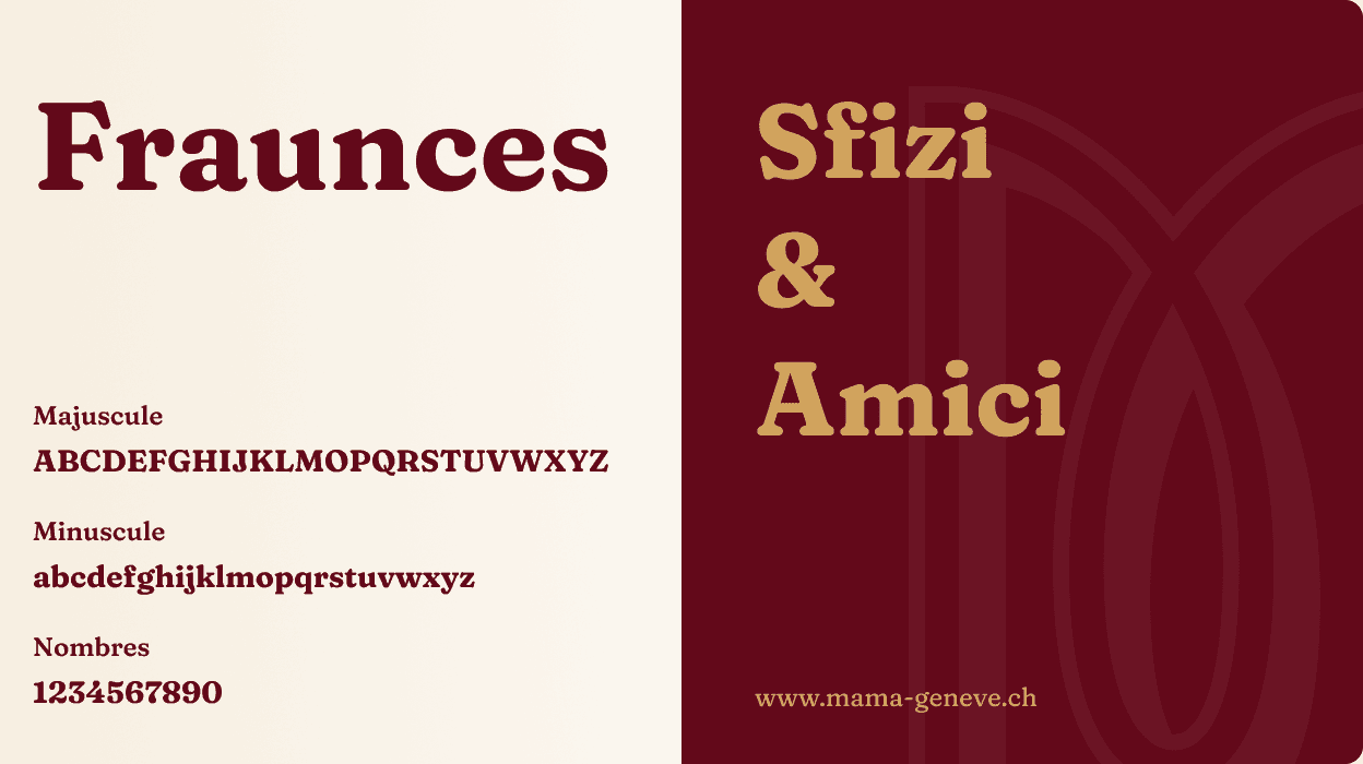 Police d'écriture et exemple d'utilisation de l'identité de Mama Cantina