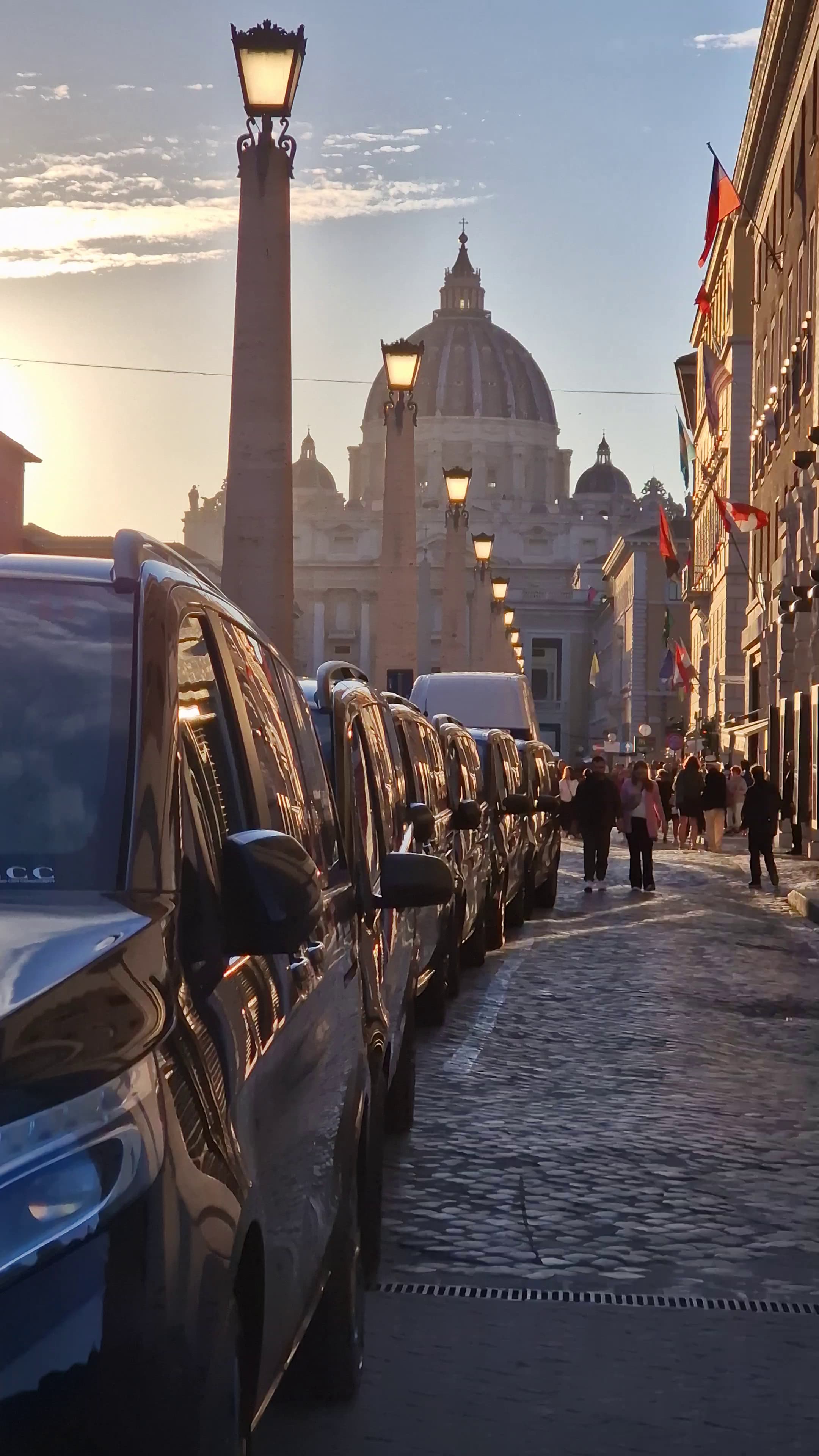 A beautiful sunset illuminating the cityscape of Italy